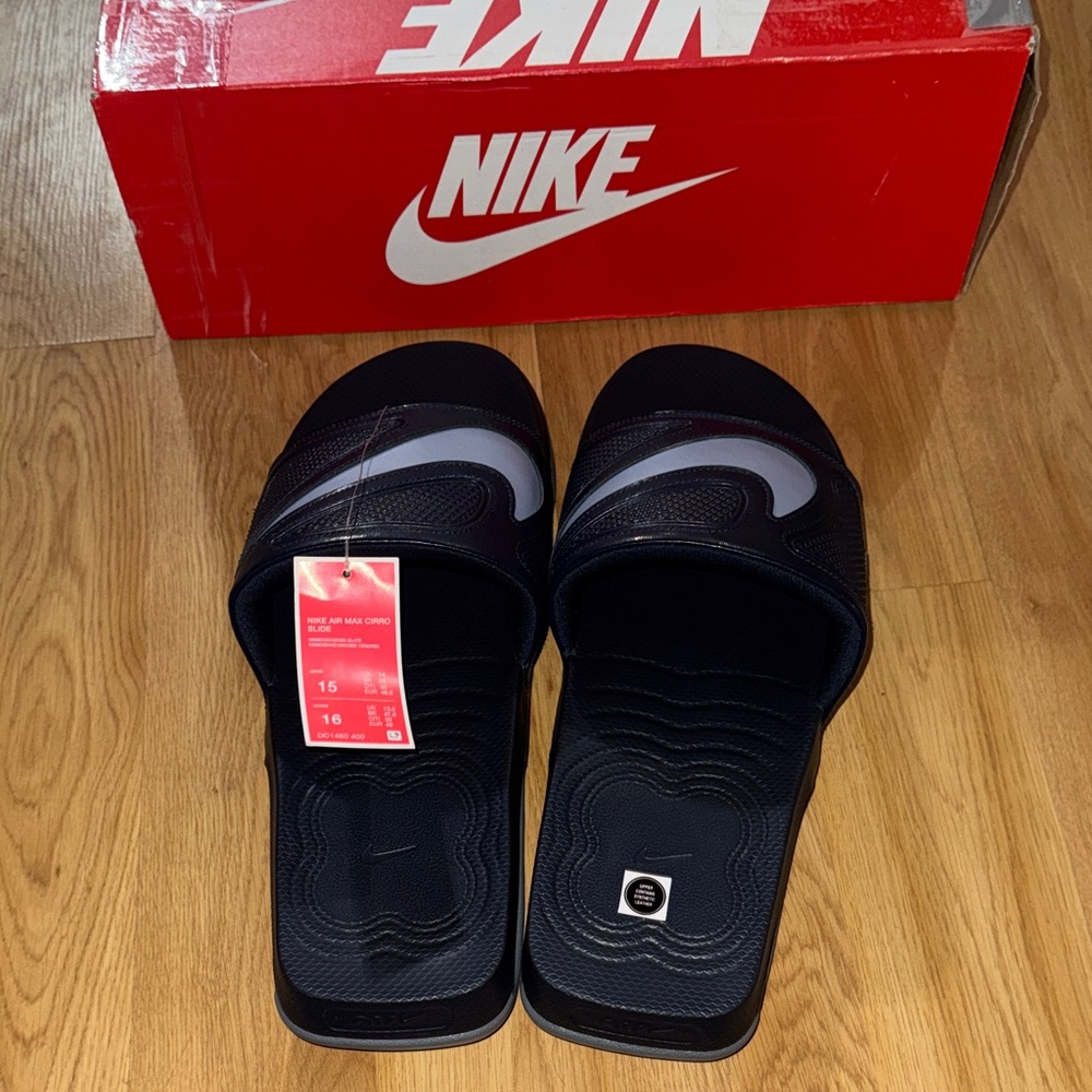 Nike NEW Size 15 Air Max Cirro Dark Blue navy gray Slide Sandals